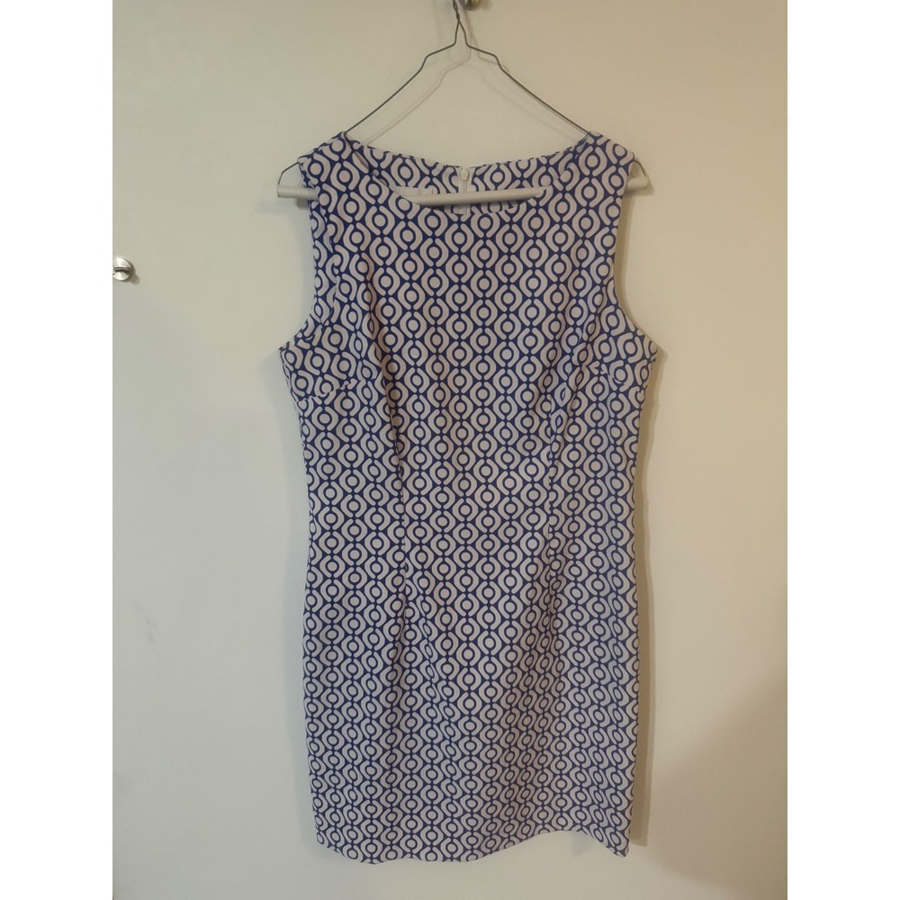 Alyx Limited Blue White Geometric Print Sleeveless Sheath Dress Size 12